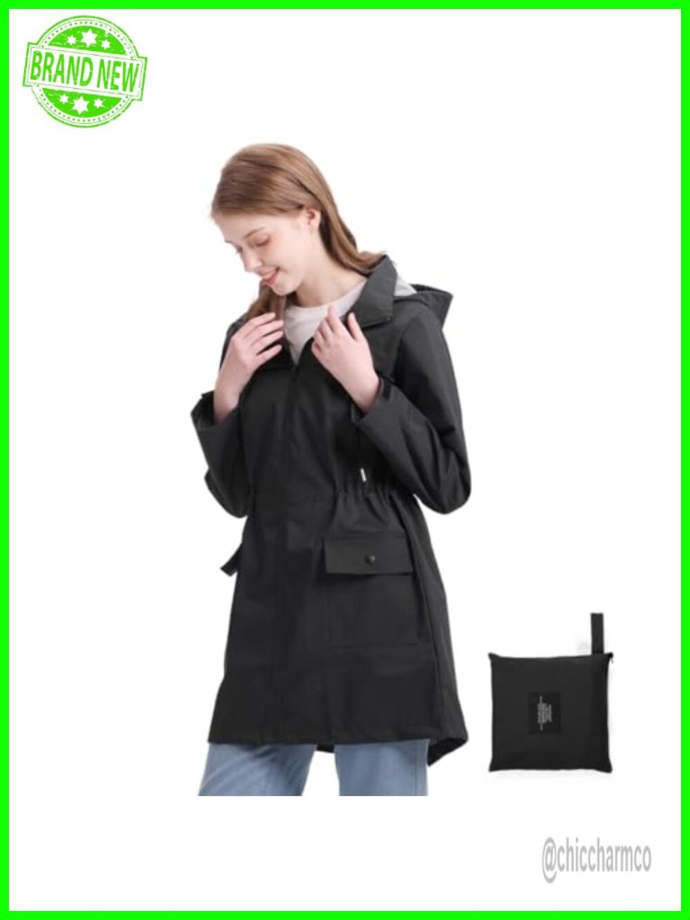 AIMLYXEE Waterproof Rain Jacket Lightweight Windbreaker Hooded Trench Coat